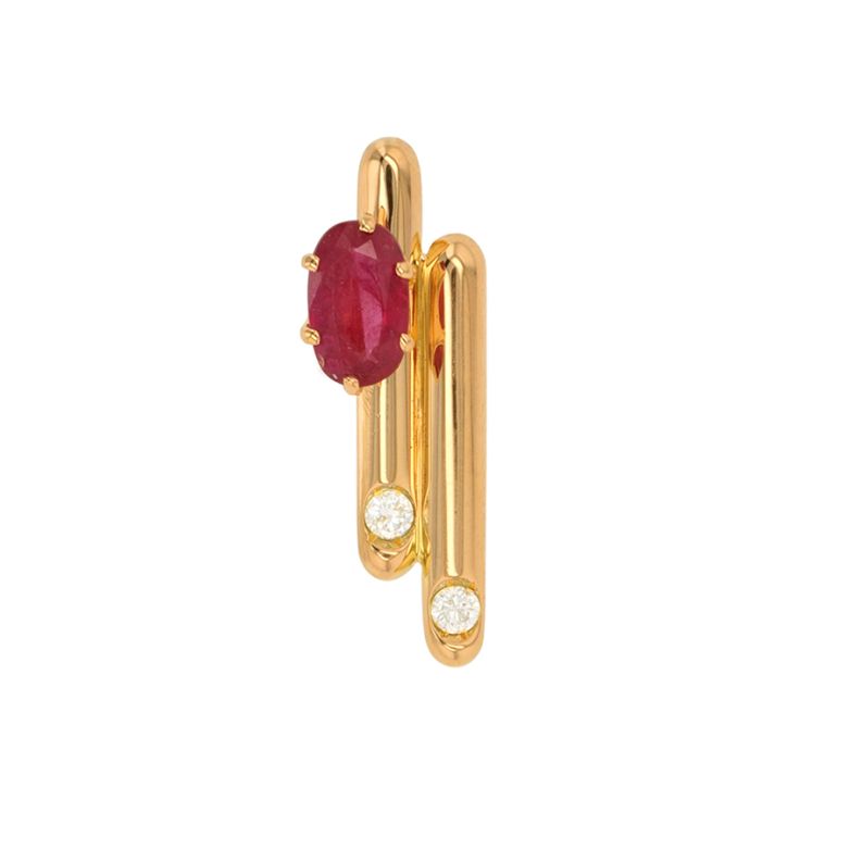 Pendentif rubis 0.50 carat et diamants 0.06 carat or jaune 3.02g Comme neuf -  reconditionné disponible sur Gemme Les Bijoux